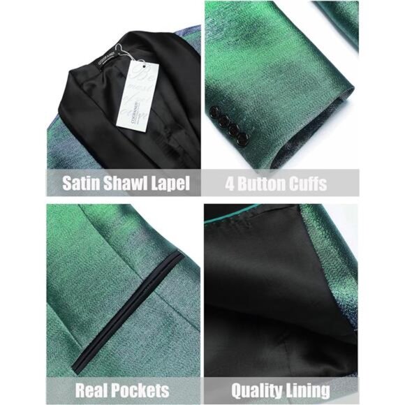 Men's Tuxedo Jacket Slim Fit Shawl Lapel Blazer Suit Jackets for Party Prom - Picture 5 of 7